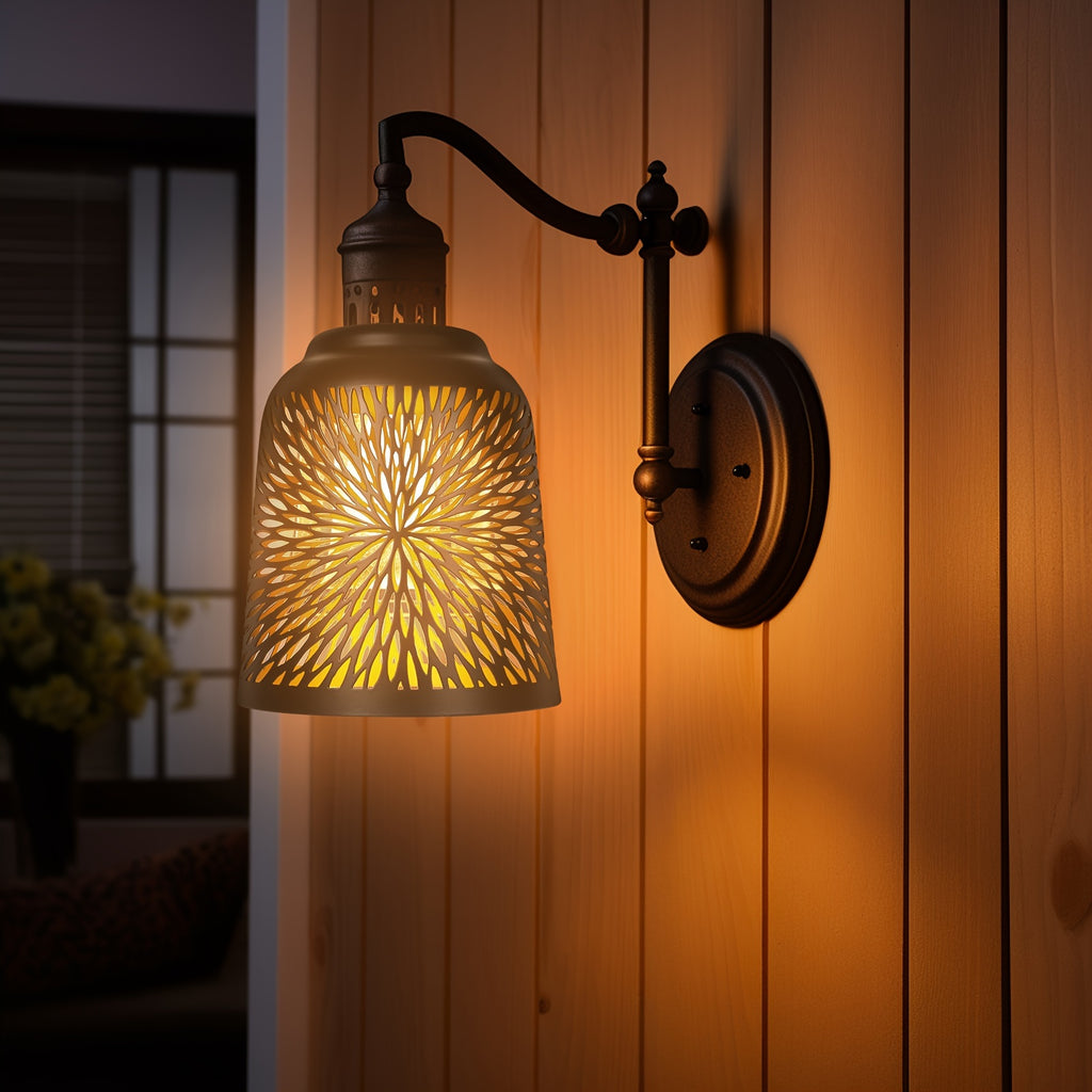 4-Pack Etched chrysanthemum Metal Pendant Light Shades,5" Diameter, Bronze/Black for Ceiling Fan & Lamp Covers