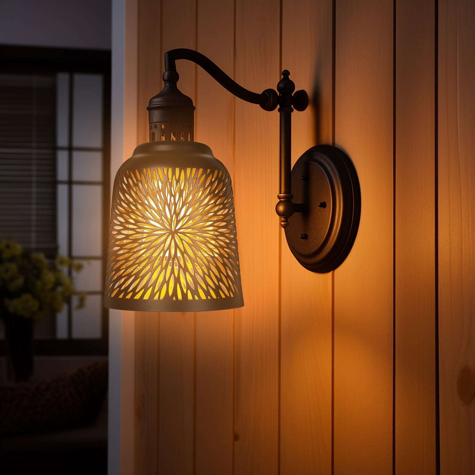 4-Pack Etched chrysanthemum Metal Pendant Light Shades,5" Diameter, Bronze/Black for Ceiling Fan & Lamp Covers
