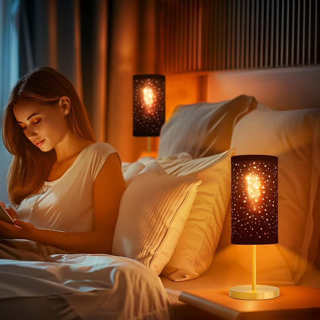 Black Starry Cutout Cylinder Lamp Shade, 4.5"×8.5" Drum Shade for Pendant, Sconce & Table Lamps