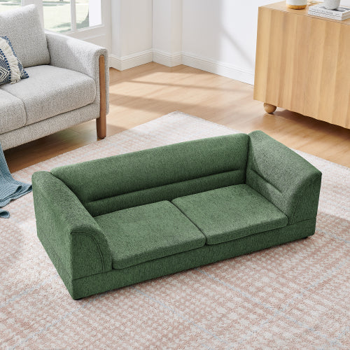 AEELLEEA Large Dog Sofa Bed, Green Upholstered Pet Couch with Bolster Sides, Jumbo Dog Bed for Large Dogs up to 150 lbs