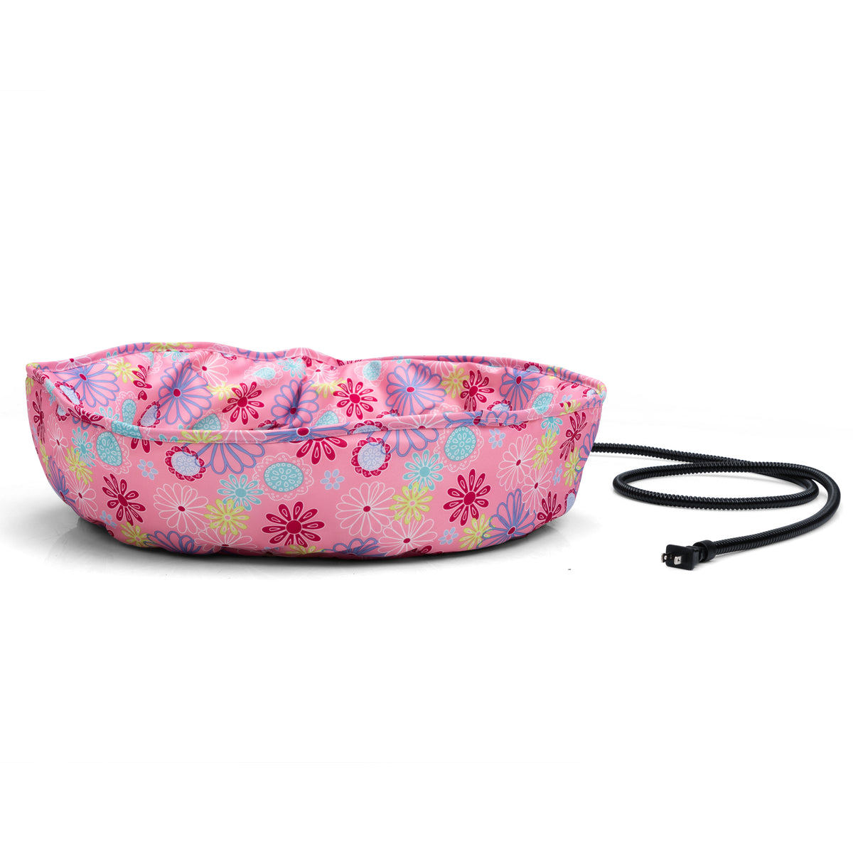 Floral Pink Heated Cat Bed & Warming Pad Set, Plush Electric Pet Heating Mat with Removable Zippered Cover for Indoor Cats & Small Dogs