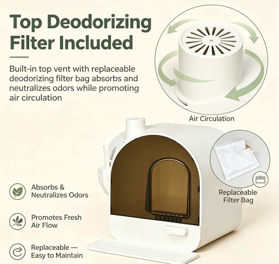 Enclosed Cat Litter Box with Drawer