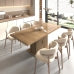 Extendable Dining Table, Rectangular Wood Dining Table with Storage Shelf Pedestal Base, Fluted Modern Table for Kitchen Dining Room