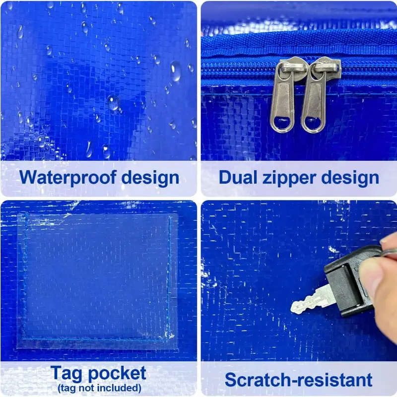 Extra Large Heavy Duty Zipper Storage Bags, Moving Boxes, Storage Containers, Reinforced Handle Waterproof Organizer Totes, for Halloween Decor, Christmas Ornaments, Clothes, Bedroom, Dorm & Moving Use