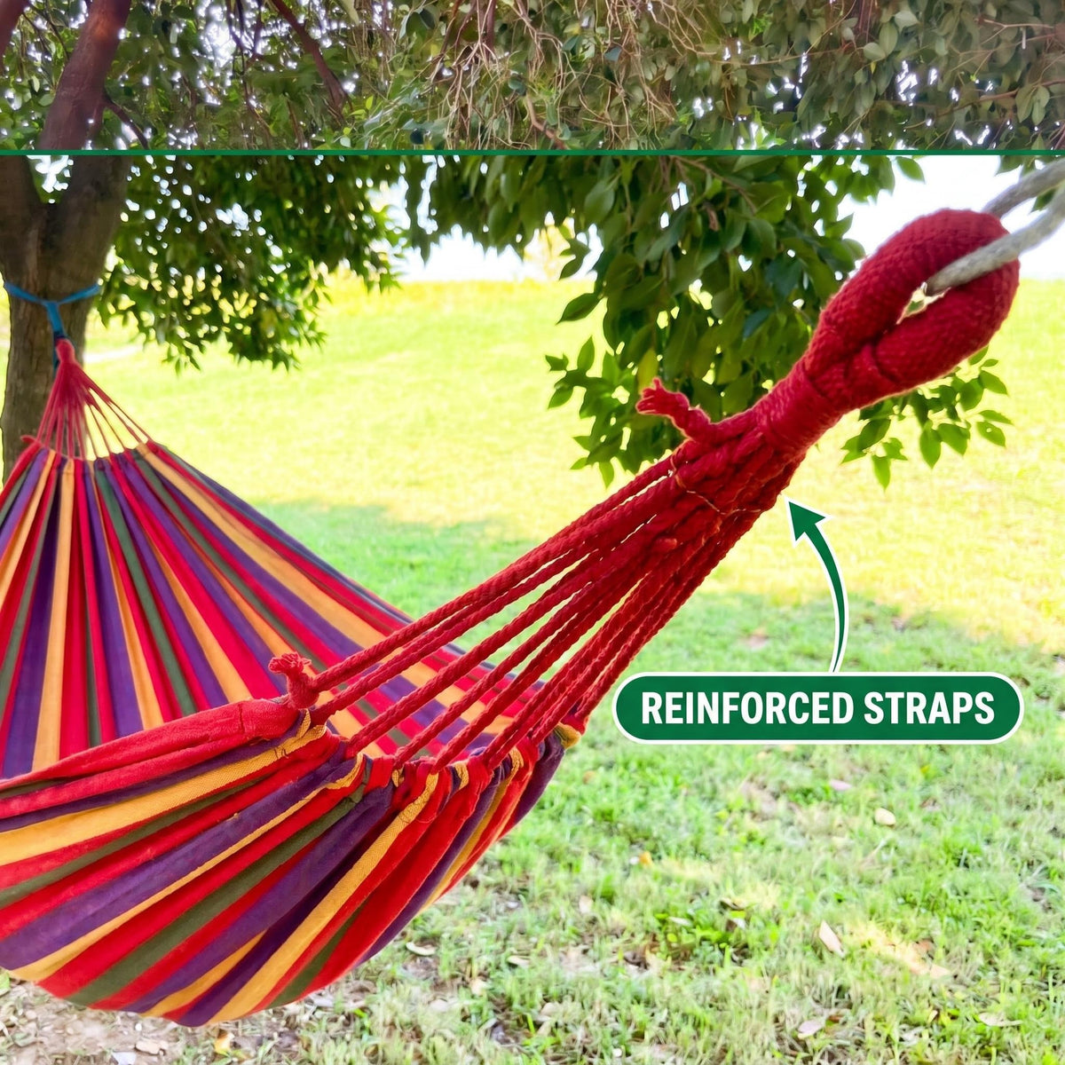 1pc Outdoor Canvas Hammock Camping Swing with Tree Ropes, Heavy Duty for Garden Patio Backyard