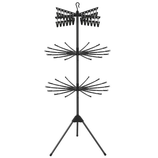 3‑Tier Foldable Tripod Clothes Drying Rack, Space‑Saving Laundry Dryer with 24 Clips & 32 Drying Rods, 70 Inch