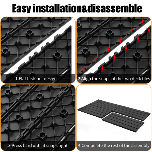 AEELLEEA Interlocking Deck Tiles, 24 x 12 in, 0.8 in Thick, Easy-Cut Flooring for Patios, Balconies and Gardens