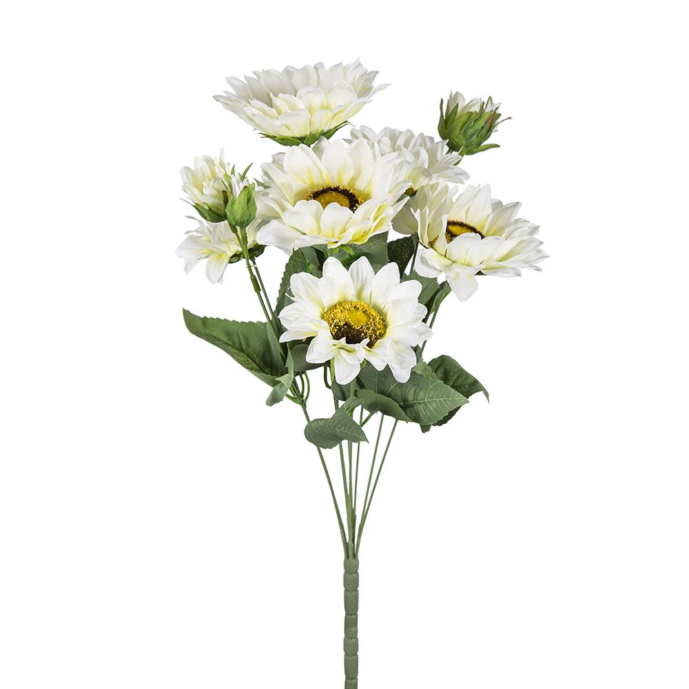 10.2 x 11 x 18.9"H Artificial Cream Sunflower BushX9, 4 Pack
