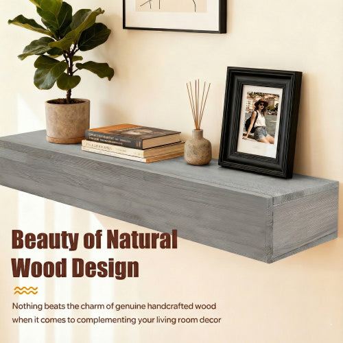 AEELLEEA 60-Inch Solid Wood Floating Fireplace Mantel Shelf, 9 x 6 in, 70 lb Capacity