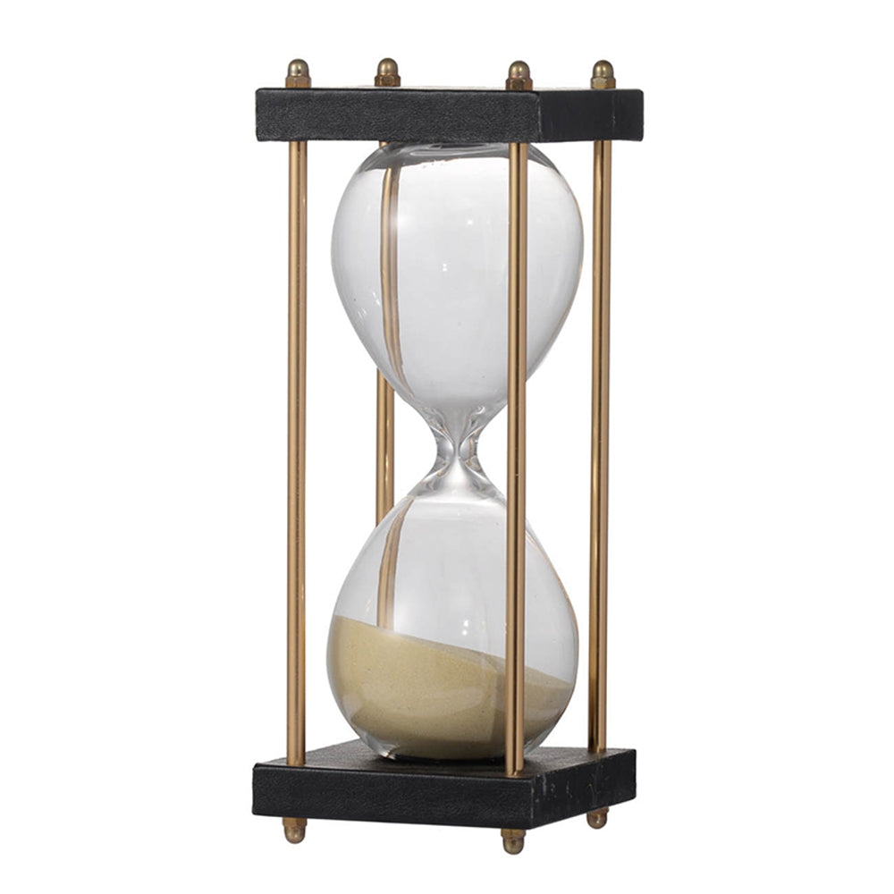 3" 15-Minute Tan Sand Hourglass Timer with Metal Stand, Glass Sand Timer for Kids, Egg Timer for Home & Office Decor