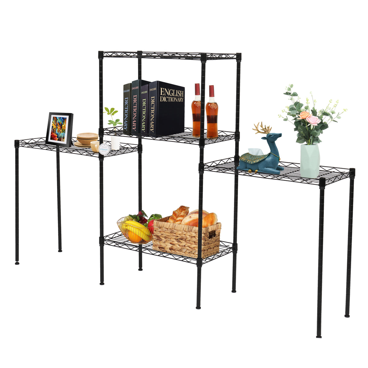 AEELLEEA-Changeable Assembly Floor Standing Carbon Steel Storage Rack, Black