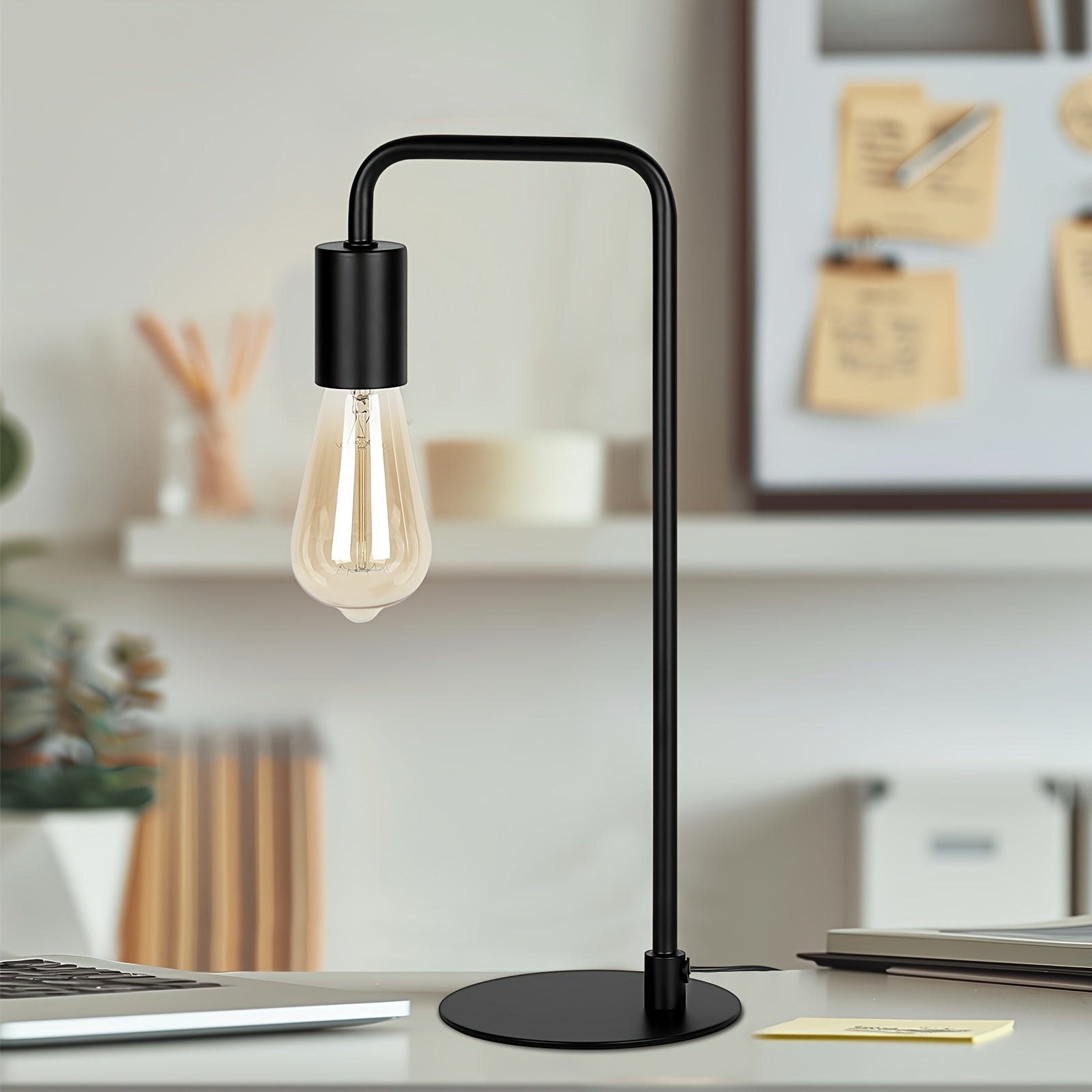 2 Sets Black Edison Table Lamps - Industrial Bedside Lamps for Bedroom, Living Room & Dorm - Compact Metal Lamps for Reading, Nightstand & Vanity