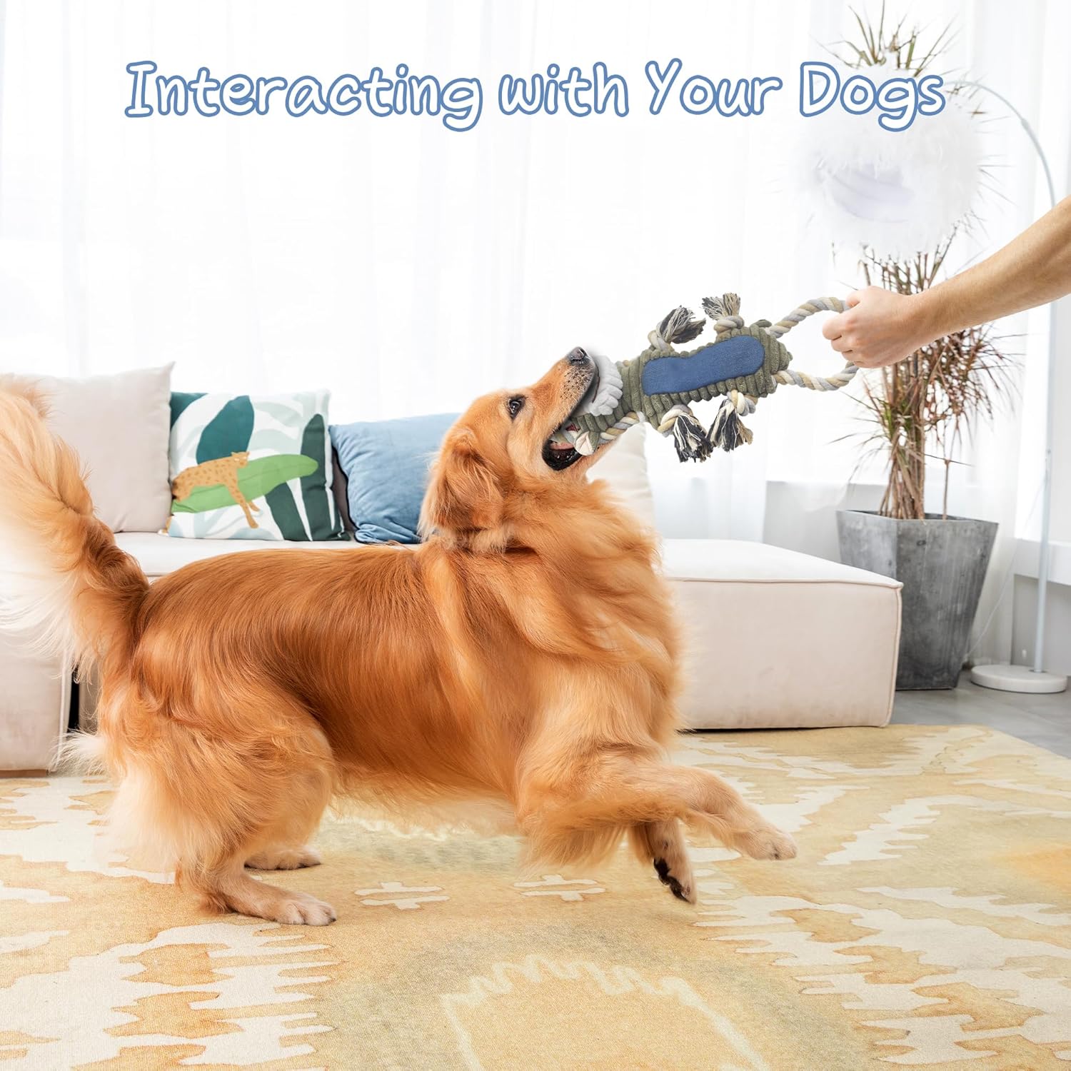 ZippyPaws Dog Chew Toys, Squeaky Dog Toys, Interactive Tug of War Puppy Toys, Stuffed Dog Toys for Small, Medium and Large Dogs - Monkey