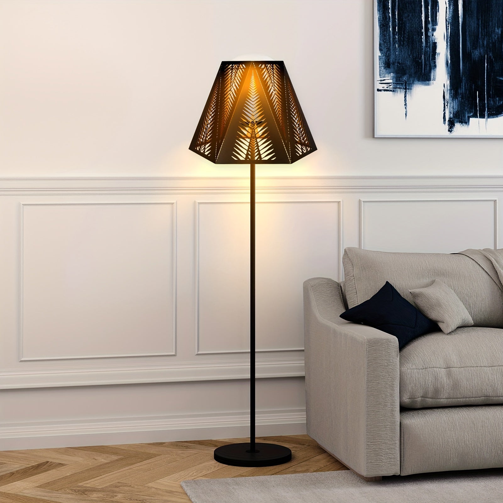 "Vintage Metal Lamp Shade with 12-Side Etched Spike Pattern for Table/Floor Lamps, Outdoor & Indoor Decor, 7 x 13.8x 9.5， Inches (Black/Gold Finish)"