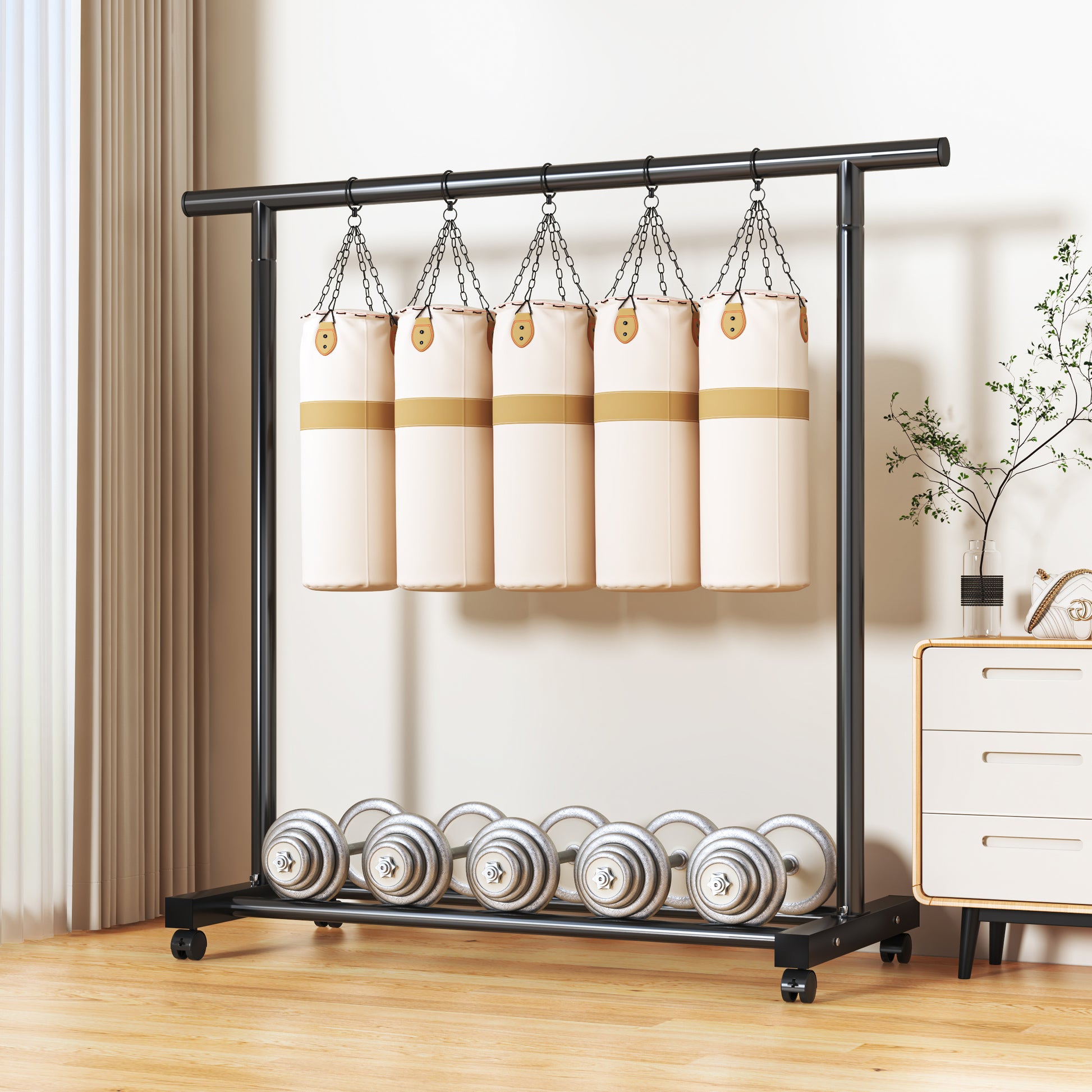 Coat Rack,Dress Up Storage, Freestanding Garment Organizer with Top Rod and Storage Bottom Shelf Space-Saving for Bedroom Home