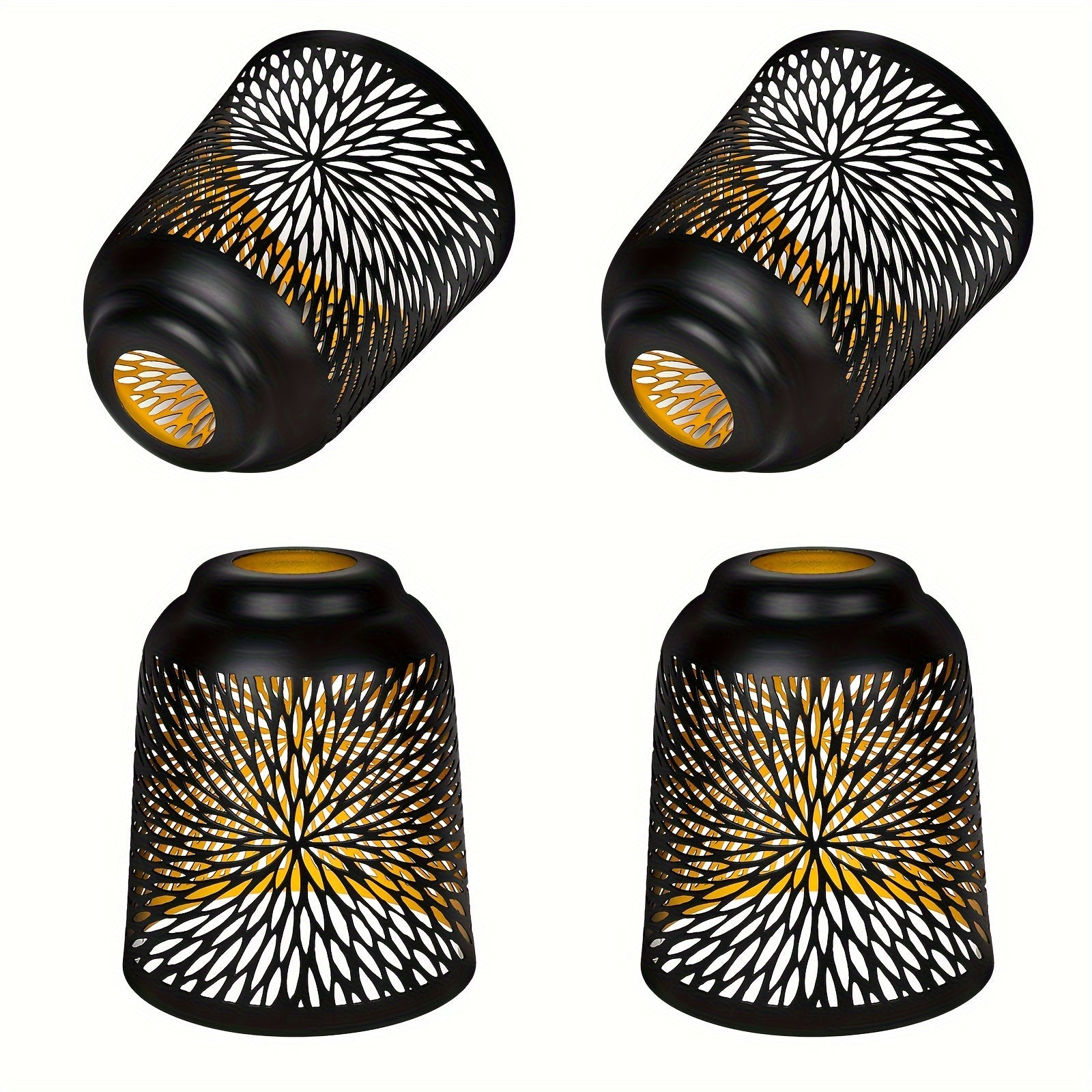 4-Pack Etched chrysanthemum Metal Pendant Light Shades,5" Diameter, Bronze/Black for Ceiling Fan & Lamp Covers