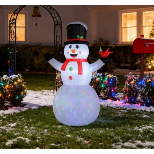 AEELLEEA 11.8FT Christmas Inflatable Snowman with Cardinal, Built-In LED Lights, Outdoor Yard Holiday Decoration