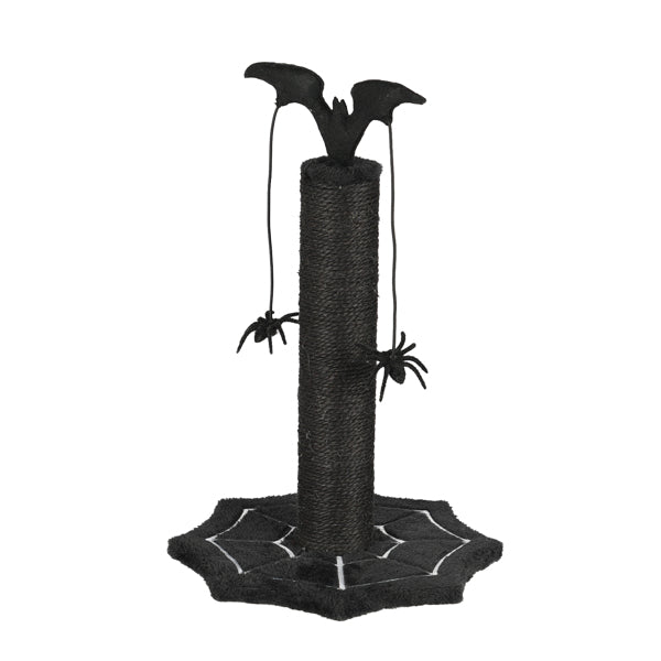 AEELLEEA Gothic Cat Scratching Post with Bat Top, 2 Spider Toys & Spiderweb Base, 18.33 in