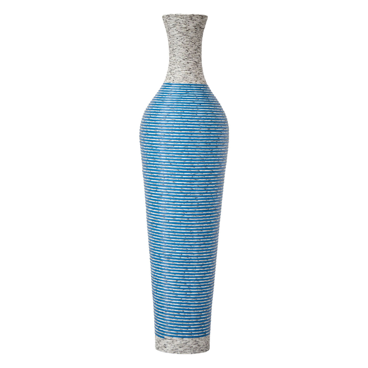 AEELLEEA Blue White Striped Woven Floor Vase, 39"H x 5.5" Opening, Tall Decor Dry Vase for Pampas Grass, Living Room Entryway Home Decor