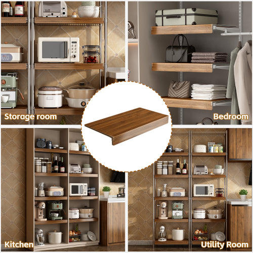 AEELLEEA 24×16 Inch Wire Shelf Covers, 5 Pack Wood Grain PVC Shelving Liners for Metal Wire Rack, Waterproof DIY Cuttable Pantry Organizer, Walnut