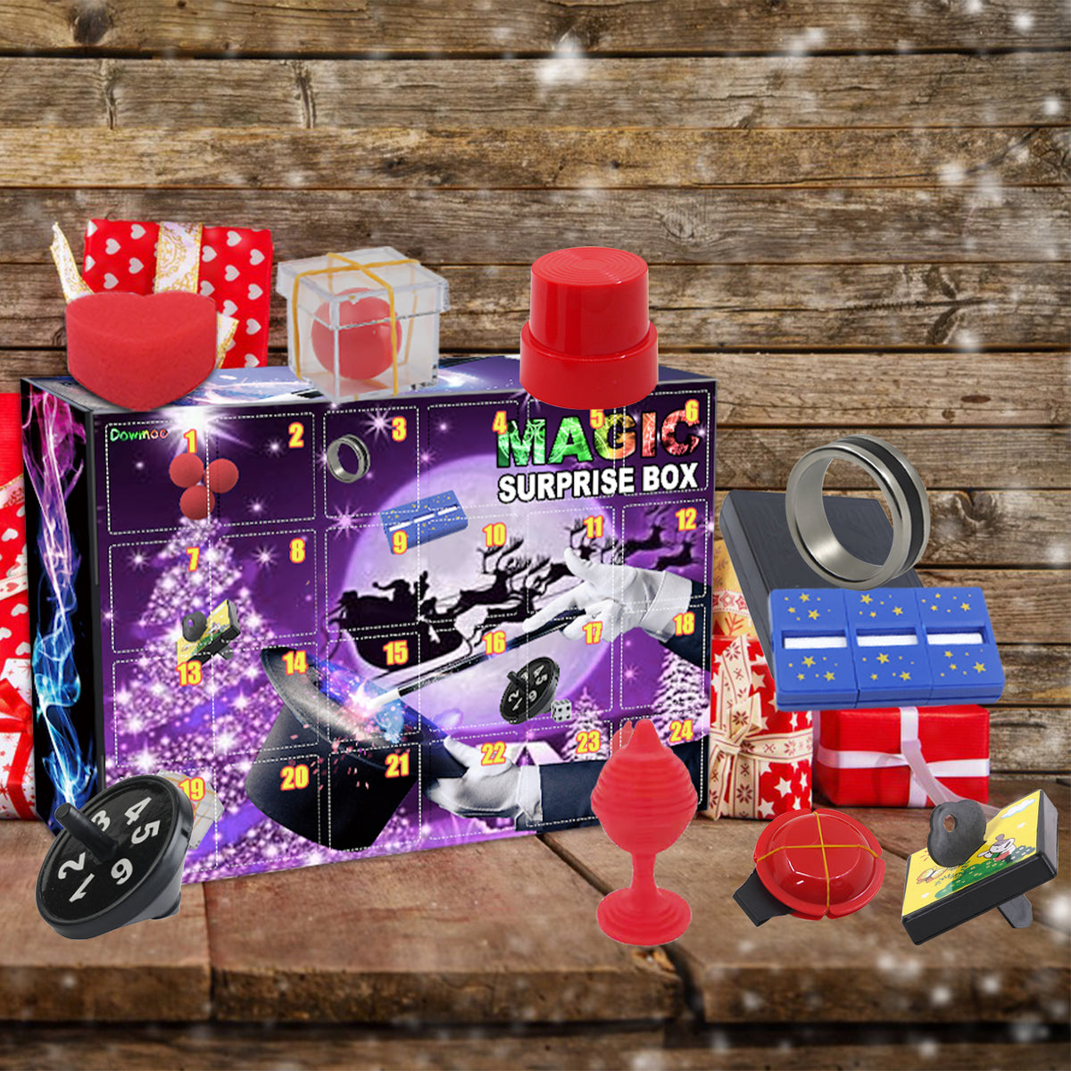 24 Days Magic Trick Advent Calendar, Christmas Countdown Surprise Box, Beginner Magic Kit for Kids, Holiday Party Favor Gift