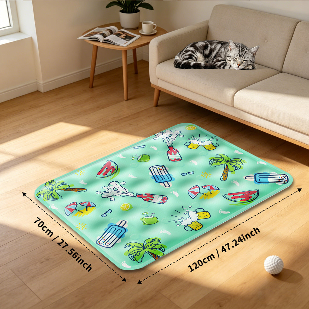 Water-Fill Pet Cooling Mat for Cats & Dogs, Reusable Summer Cooling Pad, Green, 27.56" x 47.24"