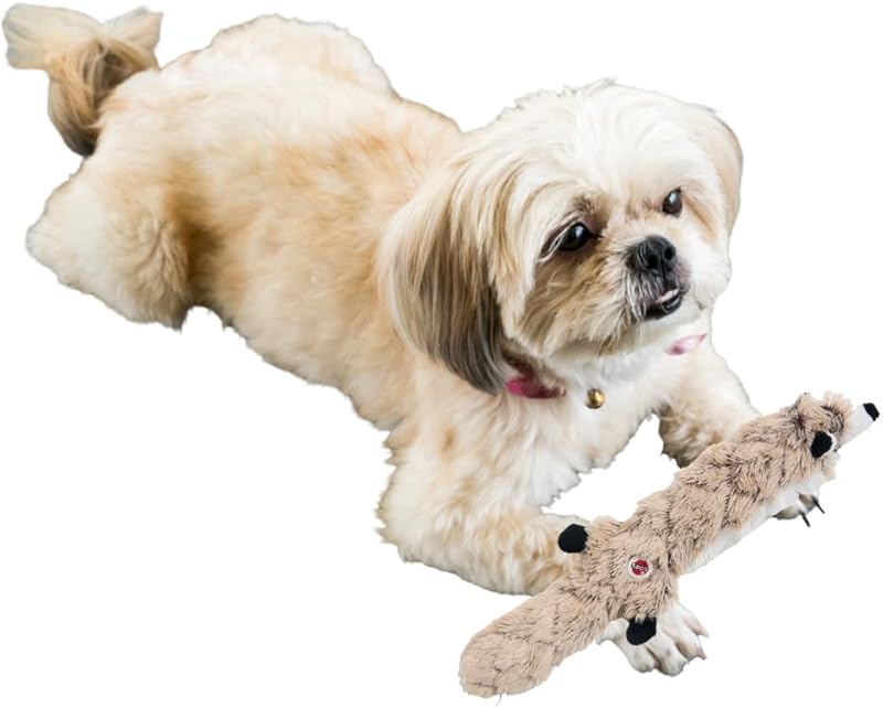 SPOT Skinneeez Extreme Quilted Squirrel- Durable, Stuffing Free Dog Toy with 4 Layers of Diamond Stitched Fabric & 2 Squeakers- Ideal For Small & Medium Aggressive Puppies and Dogs- 14in