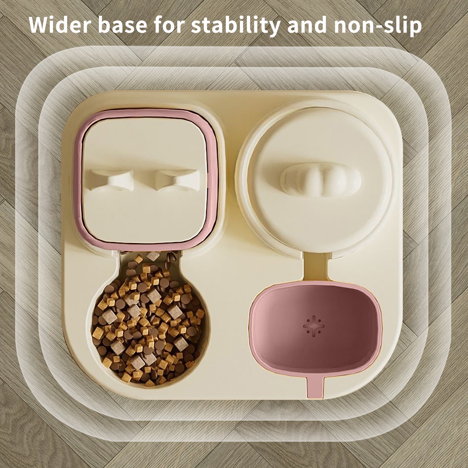 Cat-Themed Automatic Pet Feeder and Water Dispenser Set, Food Bowl with Storage Container, 12.59 x 11.22 inch Base