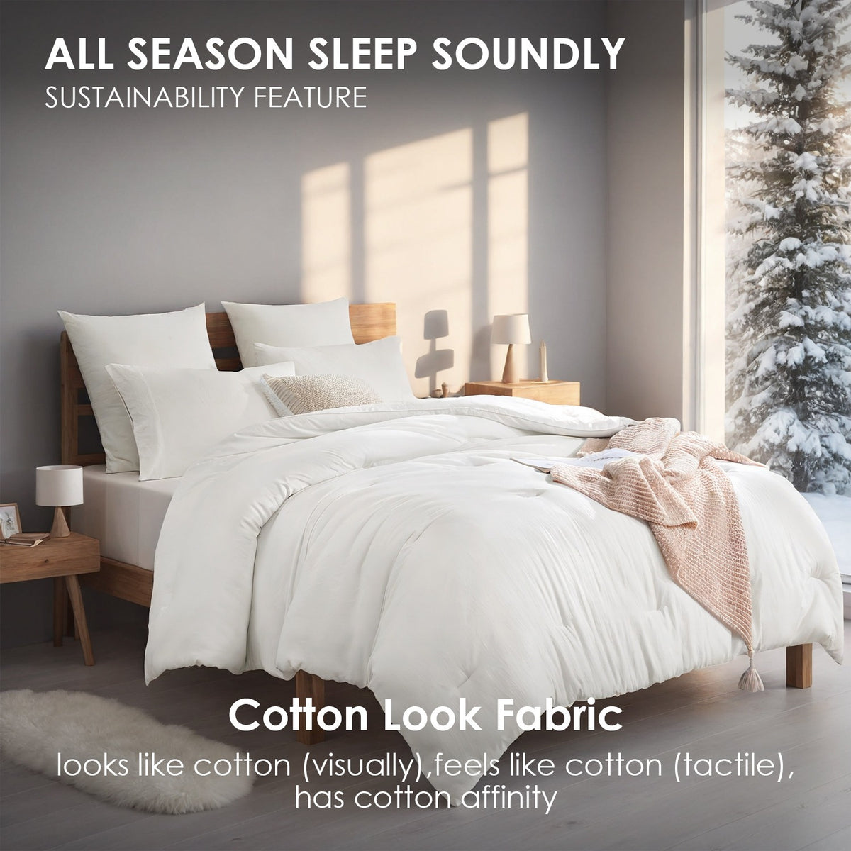 AEELLEEA 2 Pack All Season Polyester Brushed Comforter Inserts, Soft Cotton-Look Duvet Core, Breathable Lightweight Bed Comforters for Bedroom & Dorm