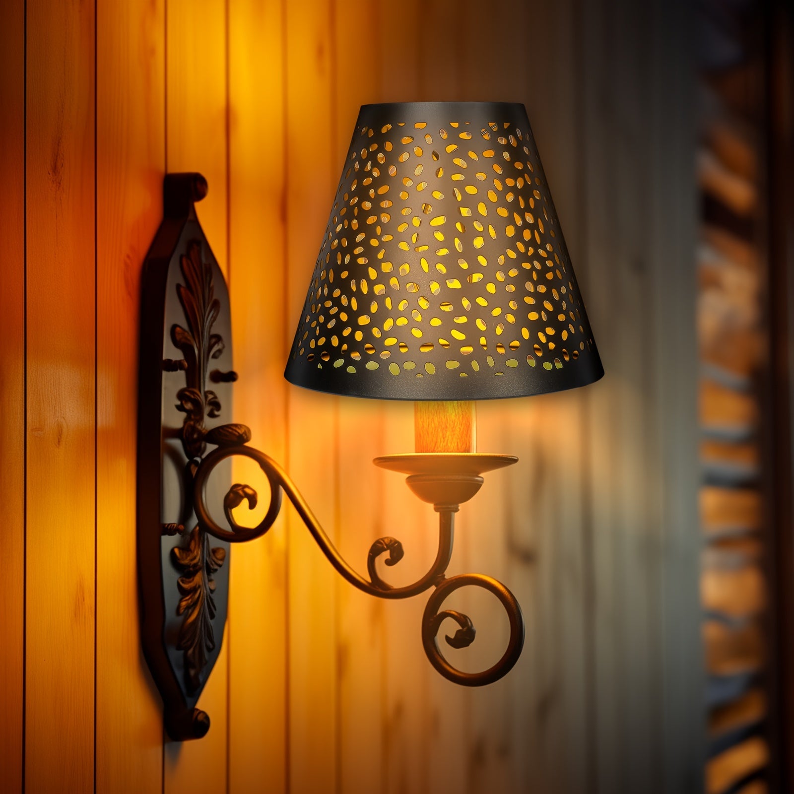 Mini Chandelier Lamp Shades (Set of 2) - Etched Raindrop Metal, Clip-On Fit for Candelabra Bulbs, 3 x 6x 5