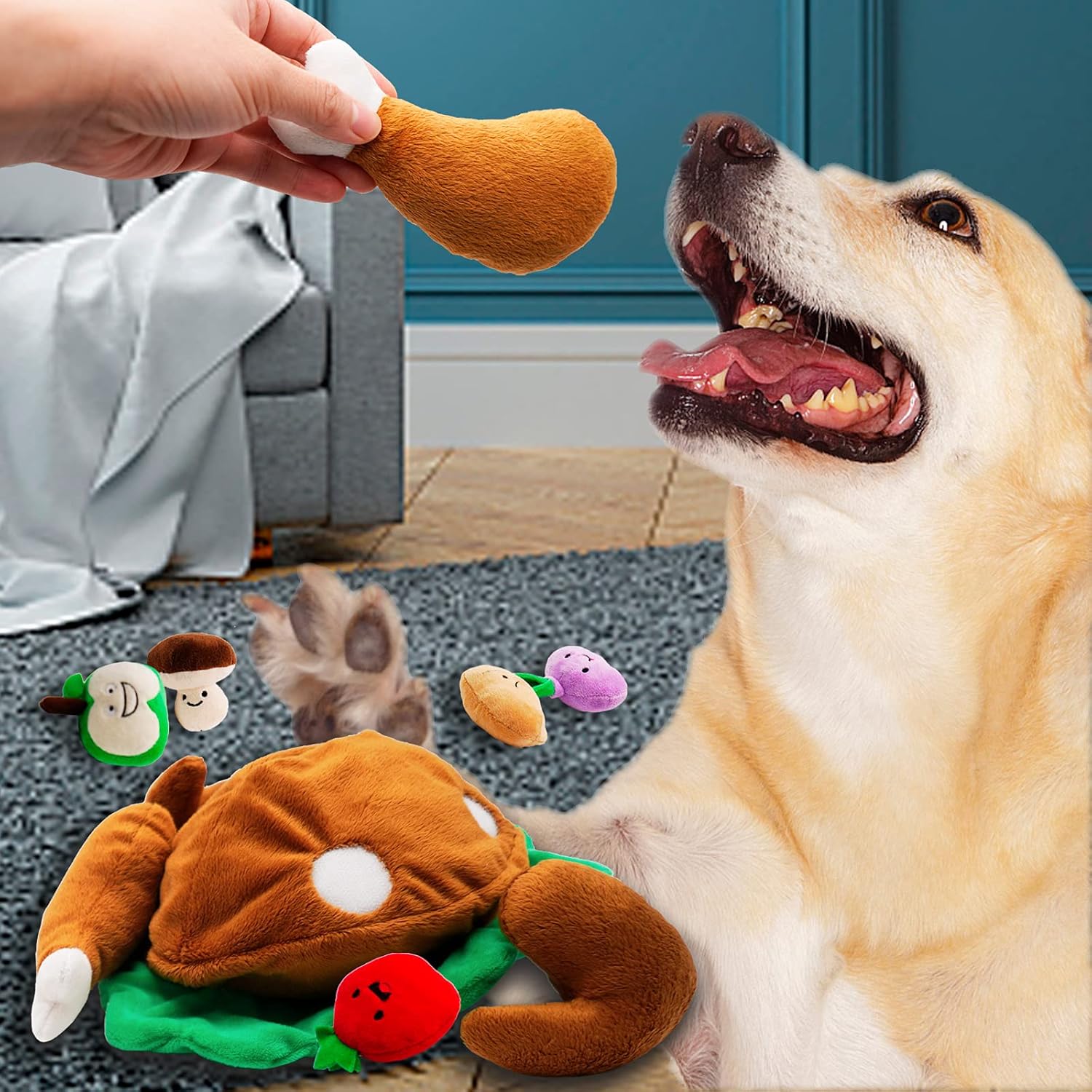 Hide and Seek Dog Toys, Turkey Squeaky Interactive Puzzle Dog Toys for Boredom and Stimulation, Dog Enrichment Toys for Small and Medium Dogs