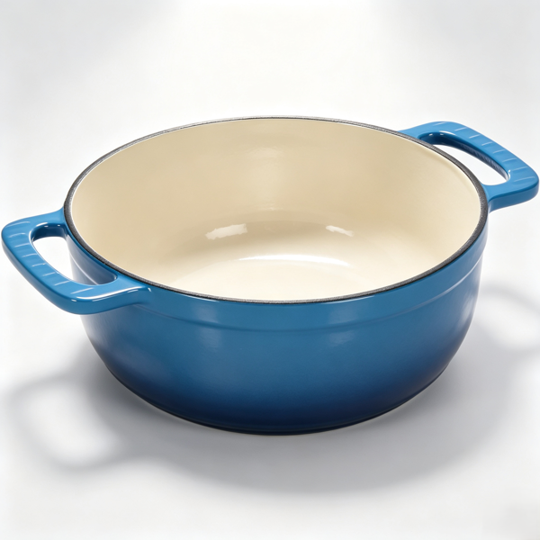 AEELLEEA 6QT Enameled Cast Iron Dutch Oven with Lid, Nonstick Interior, Dual Handles, Blue