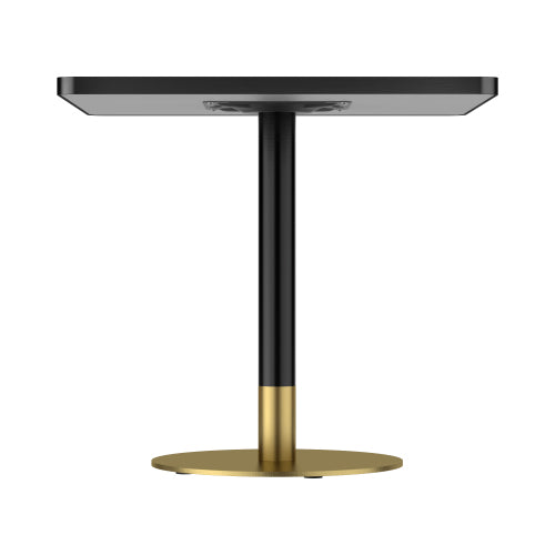 AEELLEEA 31.5-Inch Square Dining Table, Black Marble-Look Top with Black and Gold Metal Pedestal Base, Modern Kitchen Table
