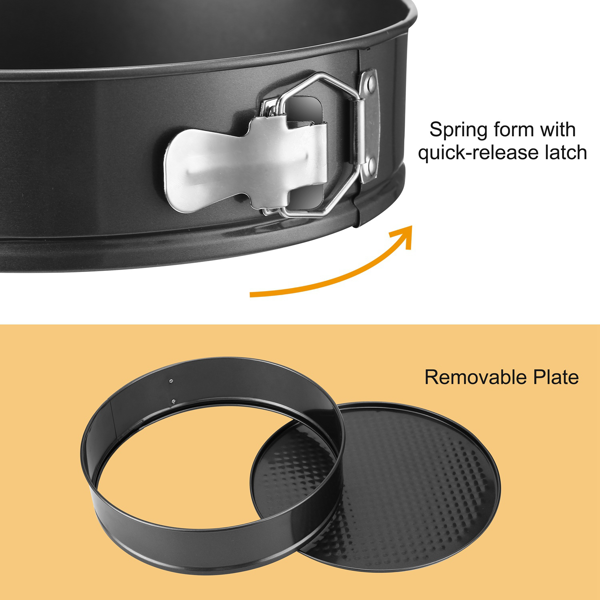 3Pcs Nonstick Springform Cake Pan Set, Heart Round Square Cheesecake Pans with Quick-Release Latch, BPA-Free Baking Pans for Cakes Mousse