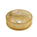 Round Glass Vessel Sink 14 Inch, Light Gold Crystal Glass Bathroom Vanity Bowl, Above Counter Sink No Faucet