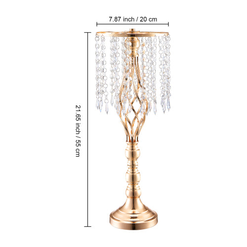 Set of 10 Gold Crystal Wedding Flower Stands, 21.65 Inch Tall Metal Floral Centerpieces for Party Reception Decor