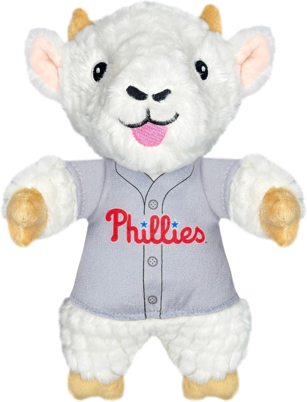 MLBPA Bryce Harper Goat Plush Toy for Dogs and Cats with Squeaker, Wearing a Team Player Jersey! MLB Philadelphia Phillies Fun & Sporty Goat Shaped Dog Chew Toy, Interactive Pet Toy