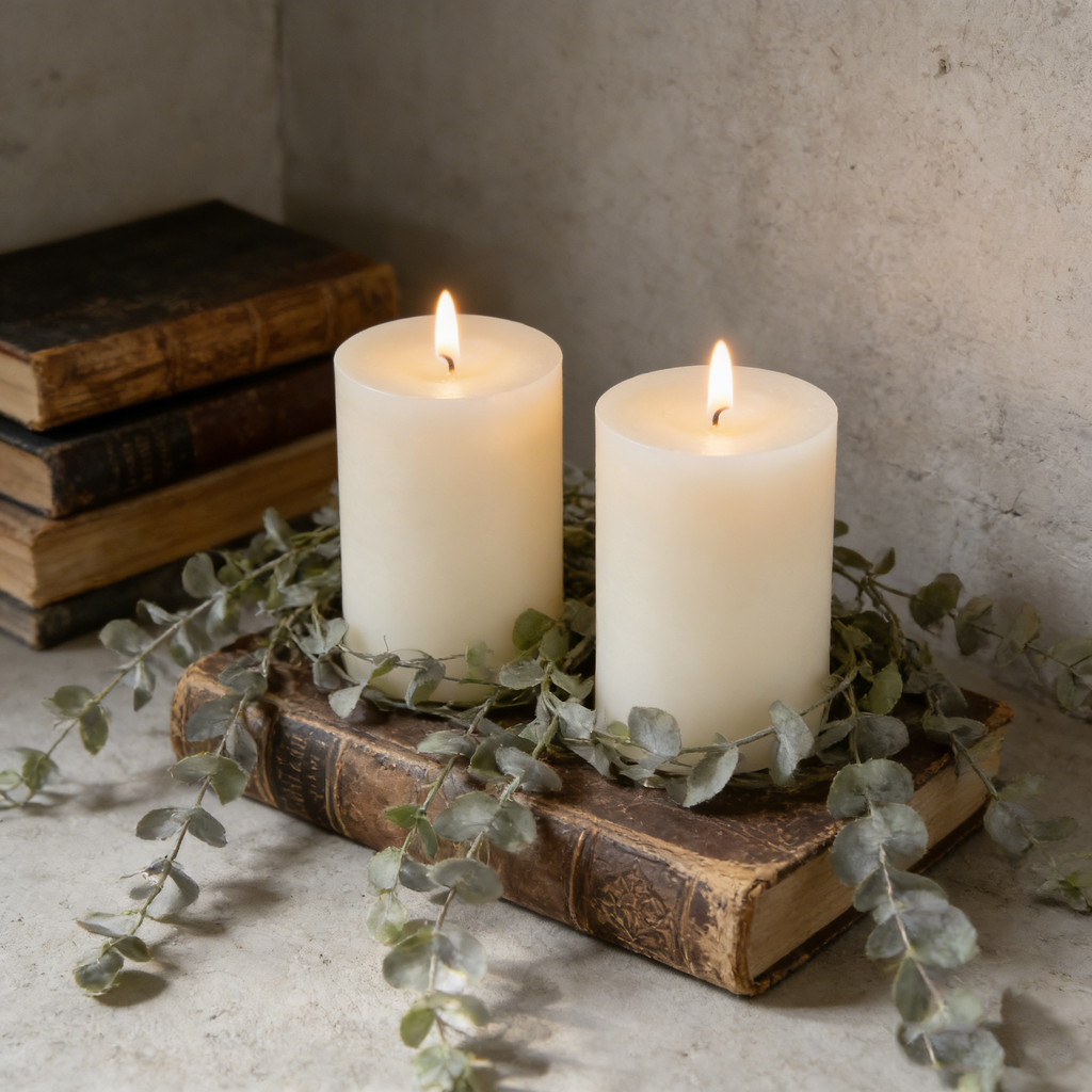 2pk 4"x6" Unscented Soy Wax Candles – Natural, Clean Burn Pillars