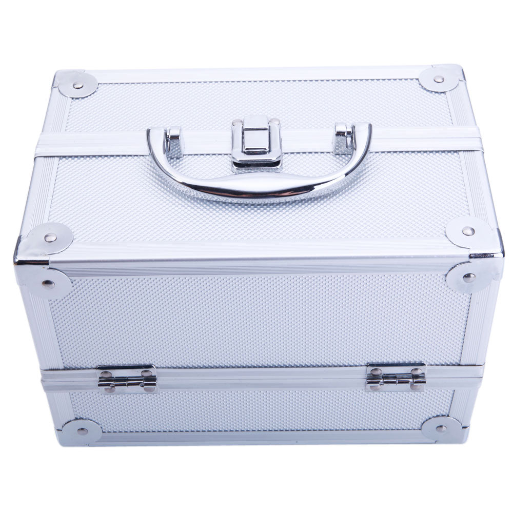 Makeup Train Case Makeup Box 9x6x6 Inch Makeup Organizer Box with Mirror, Portable Travel Cosmetic Case, Handheld Makeup Storage Carrying Bag