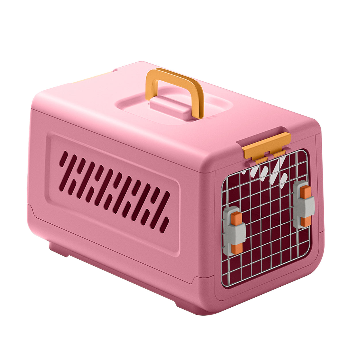 Portable Outdoor Cat Enclosure with Metal Wire Ventilation, Hard-Sided Pet Travel Kennel Carrier for Cats, Puppies, Rabbits and Small Animals
