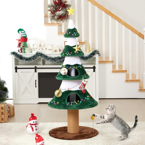 62" Green Cat Tree with Heavy Duty Base, Sisal Scratching Posts, Multi-Level Plant-Like Design & Cozy Condo for Indoor Cats.