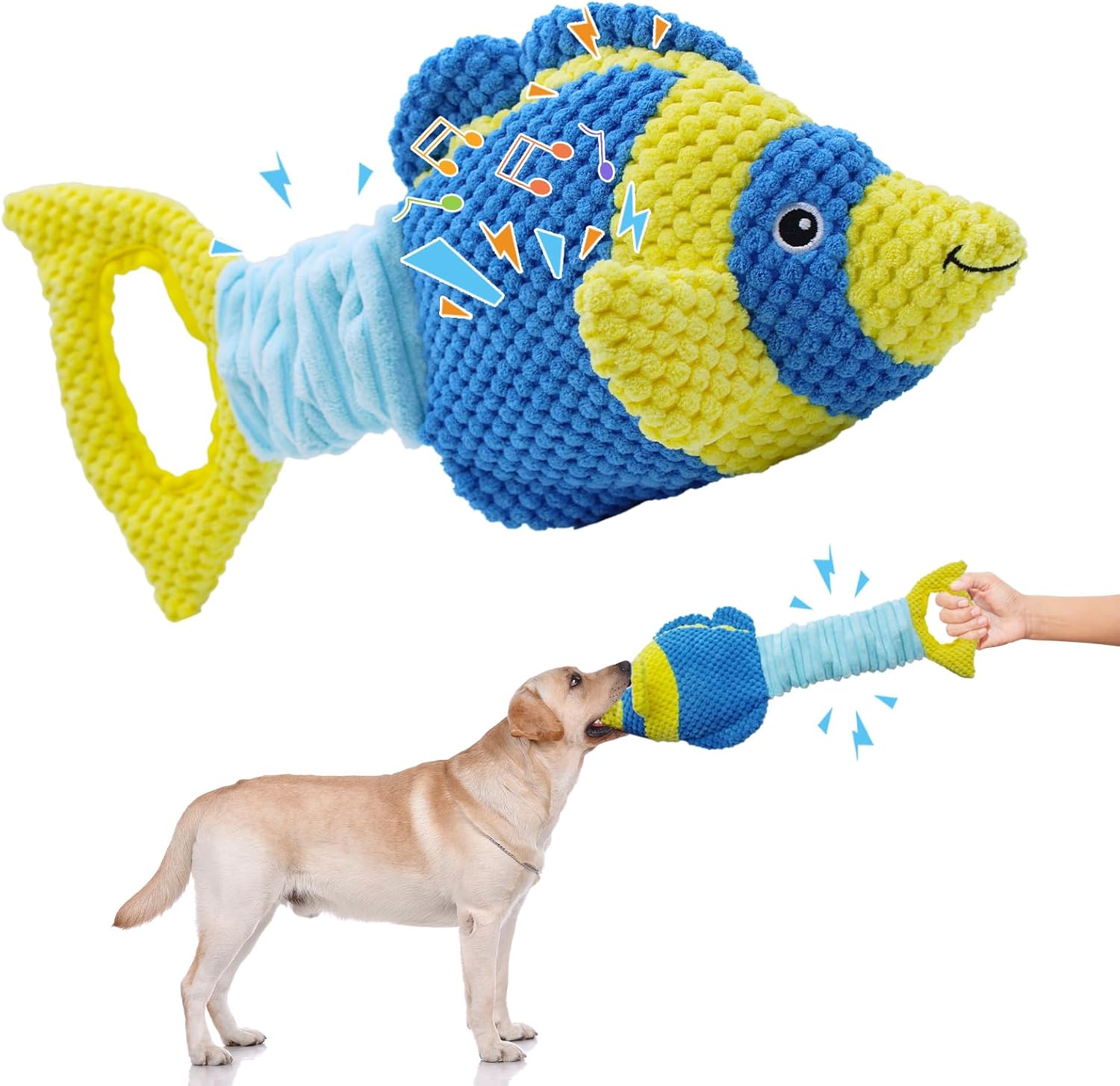 Dog Toys, Interactive Fish Puppy Toys with Crinkle Paper to Keep Them Busy