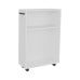 Slim Bathroom Storage Cabinet, White Narrow Toilet Side Cabinet with Open Shelf and Cupboard, Freestanding Organizer for Small Space