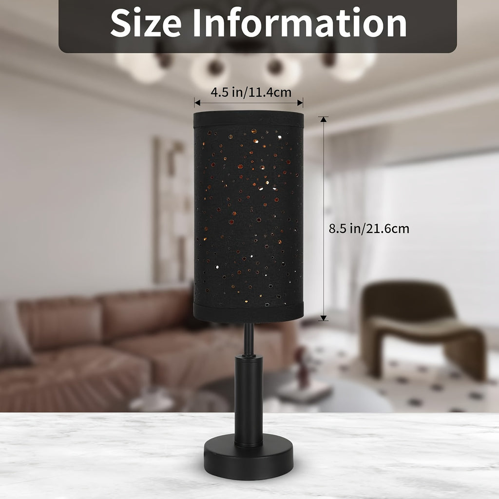 Black Starry Cutout Cylinder Lamp Shade, 4.5"×8.5" Drum Shade for Pendant, Sconce & Table Lamps