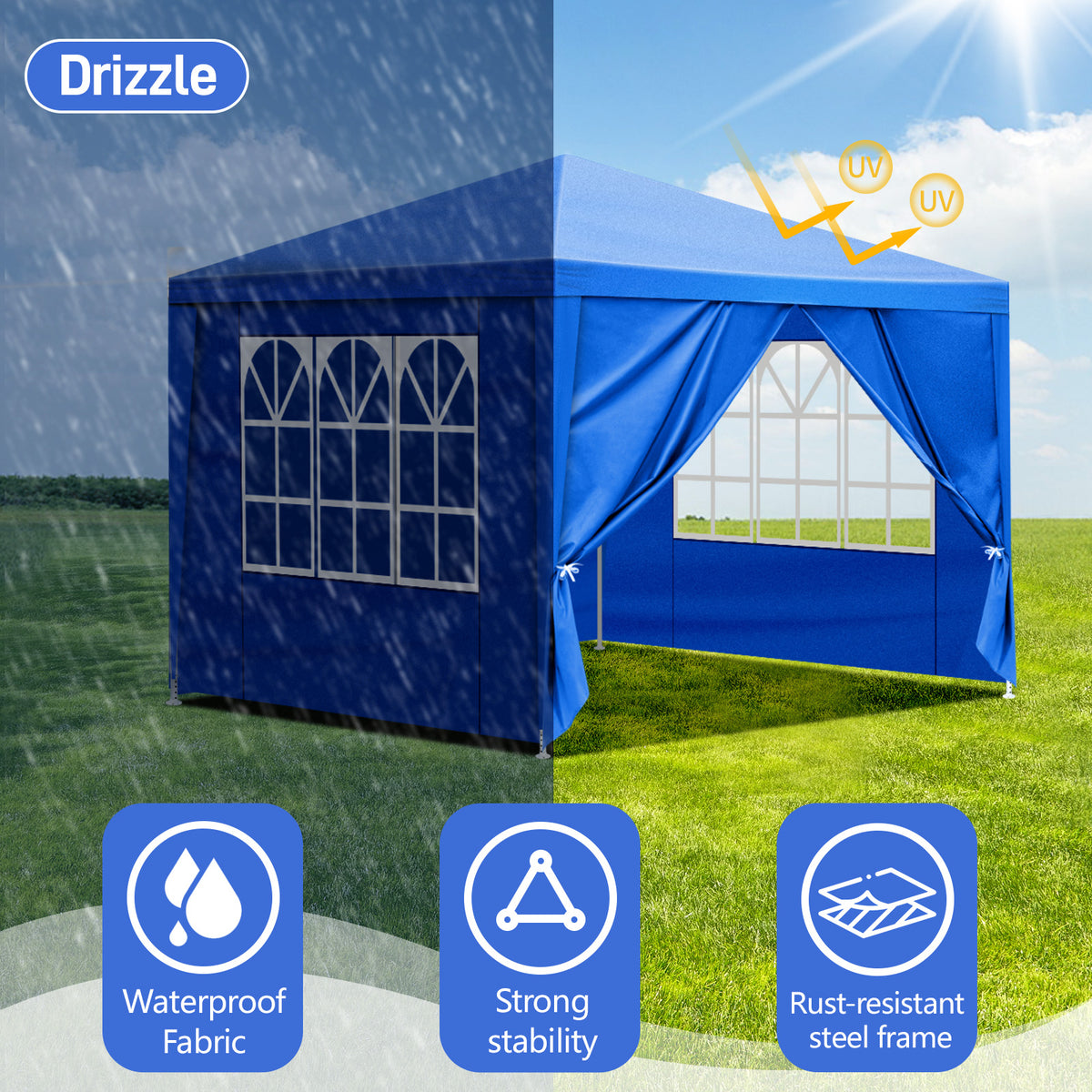 AEELLEEA 10'x10' Outdoor Gazebo Canopy Tent, Waterproof UV Resistant Pop Up Patio Shelter with Sidewalls & Windows for Party, BBQ, Wedding