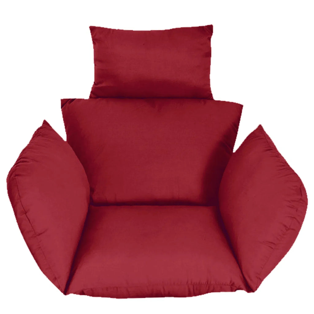 Egg Chair Cushion with Headrest, Thick Padded Hanging Swing Chair Pad with Removable Washable Cover, Wine Red