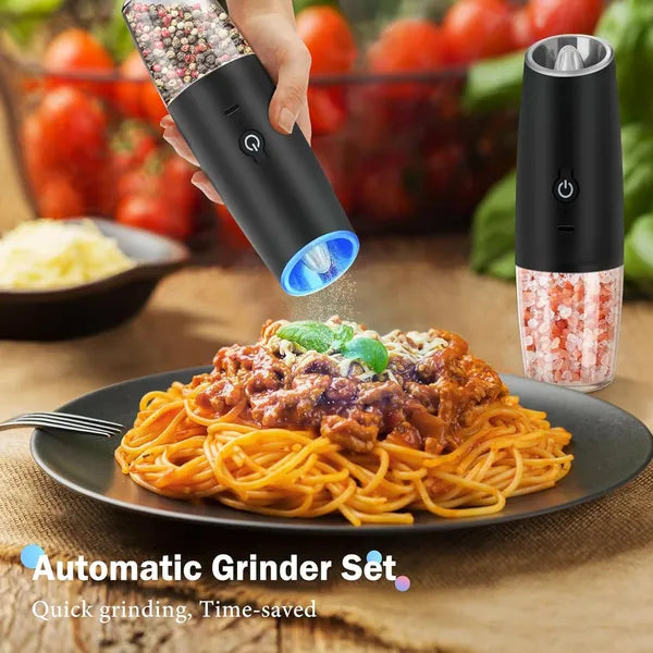 Aeelleea Rechargeable Electric Salt and Pepper Grinder Set, 8.5" One Hand Spice Mill with Adjustable Coarseness & LED Light for Kitchen
