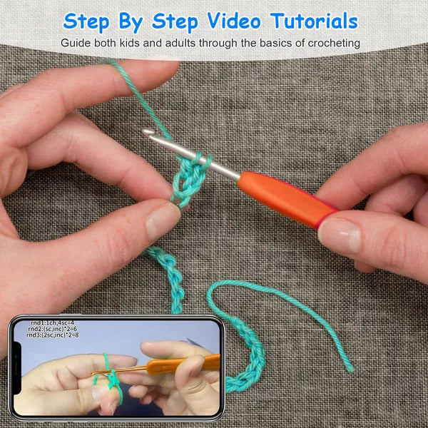 AEELLEEA Beginner Crochet Kit, DIY Elephant Amigurumi Crochet Set with Step-by-Step Video Tutorials, Complete Yarn & Tools for Adults & Kids, Craft Gift