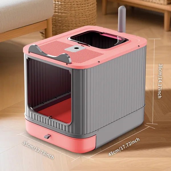 Elf Fully Enclosed Cat Litter Box, Dual Double Entry Design, Large Space Anti-Splash Odor Control Cat Toilet