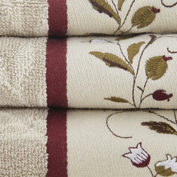 Embroidered Cotton Jacquard 6-Piece Towel Set, Soft Absorbent Bathroom Towels for Home Hotel Decor